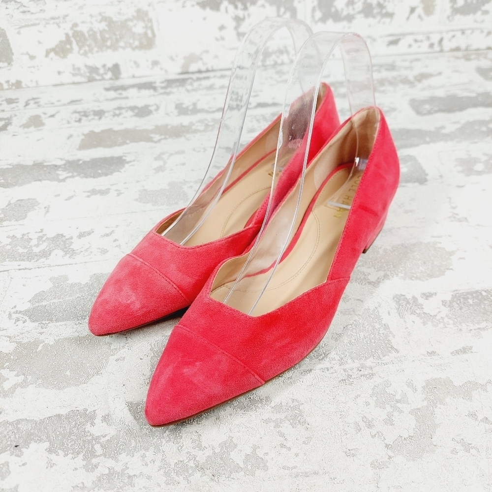 New Cole Haan Vanessa Pink Suede Flats Pointed Toe Block Heel H823 - Picture 2 of 13
